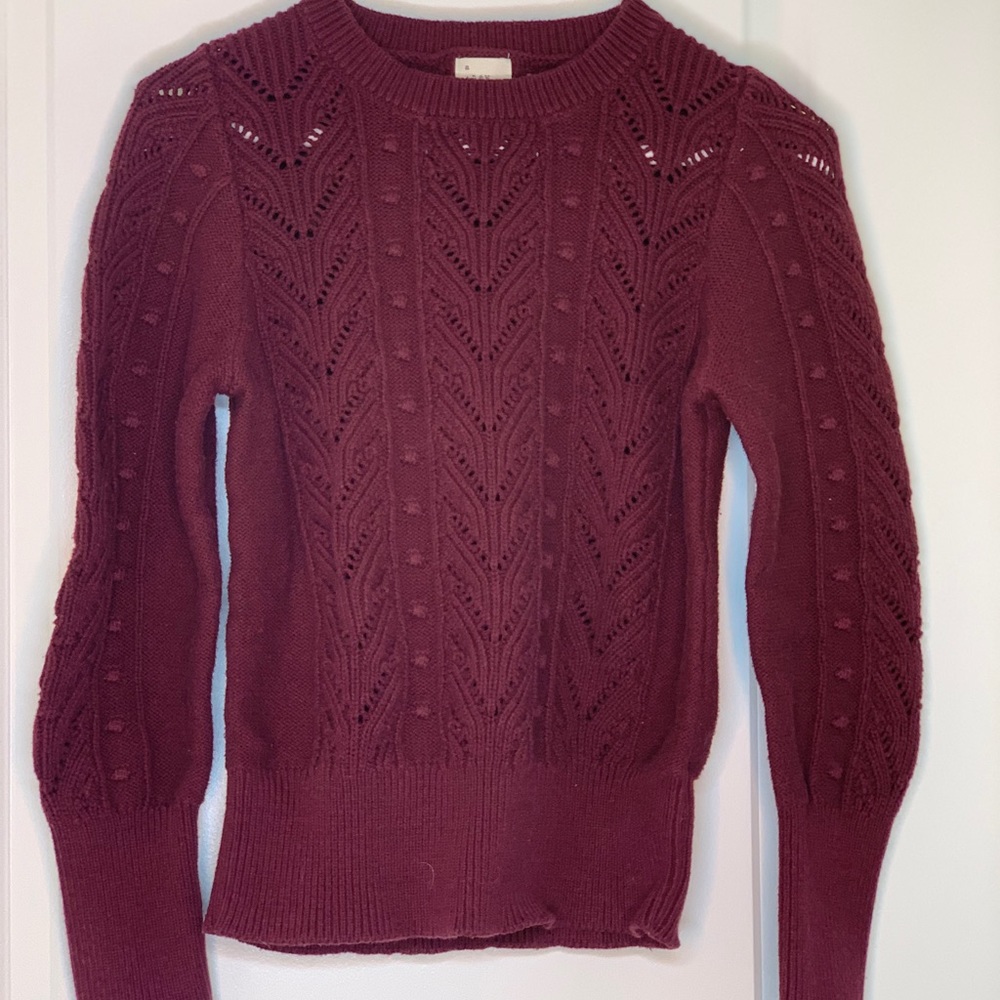 Away Home burgundy cable knit sweater